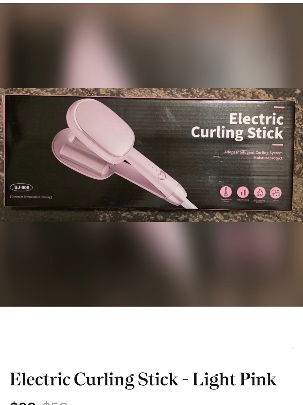 Electric Curling Stick - Light Pink Temp Control